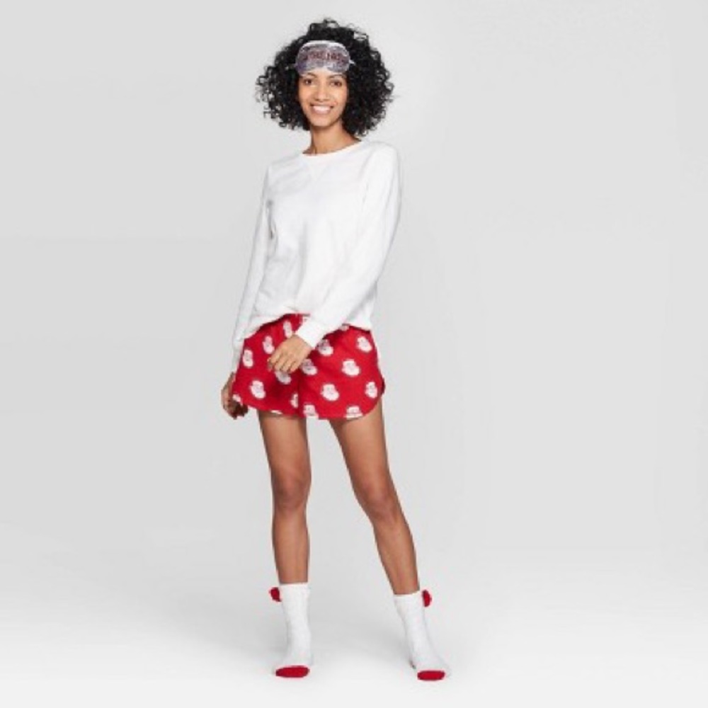 EUC Red Sassy Santa Christmas Lounge Sleepy Shorts